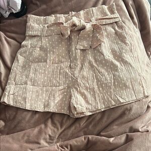 Pink Lily High Waist Pink and White Shorts